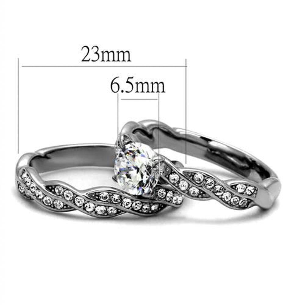 1.78 Ct Round Cut Cz Stainless Steel Twisted Wedding Ring Band Set Womens 5-10 Image 2
