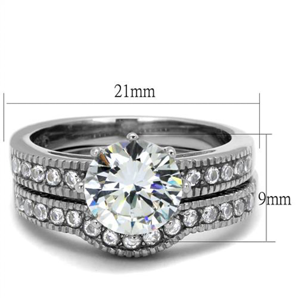 2.29 Ct Round Cut Cz Stainless Steel Vintage Wedding Ring Set Womens Size 5-10 Image 2