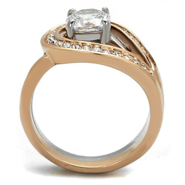 1.6 Ct Cz Rose Gold I.P. Stainless Steel 2 Piece Wedding Ring Set Womens Sz 5-10 Image 3