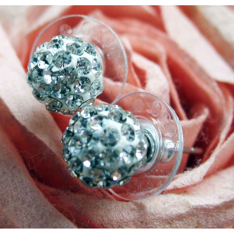 Sparkling Ball Stud Earrings White Crystals Avaliable Silk Road Collection Jewelry Image 1