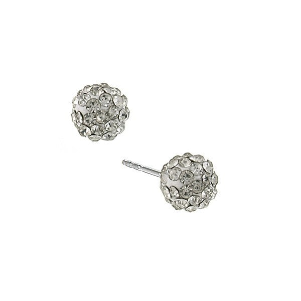 Sparkling Ball Stud Earrings White Crystals Avaliable Silk Road Collection Jewelry Image 2