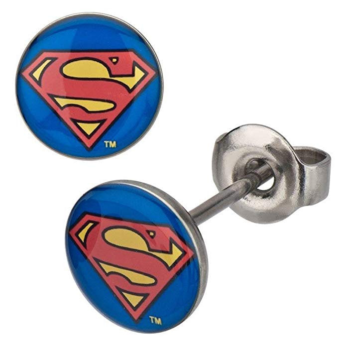 Earrings Superman Red Yellow Blue Tiny Stud Earrings Stainless Steel Post Superhero Collection Jewelry Image 1