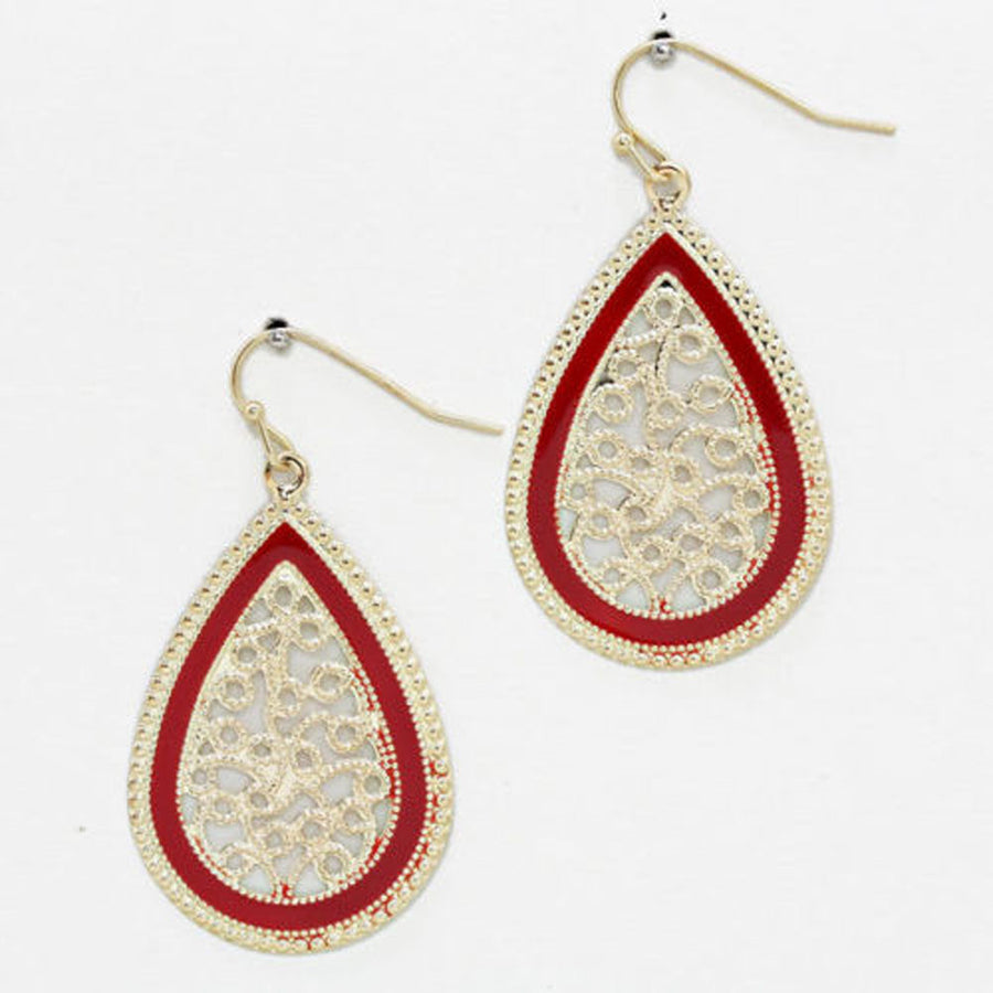 Earrings Gold Baroque Red Holiday Party Teardrop Silk Road Collection Jewelry Image 1