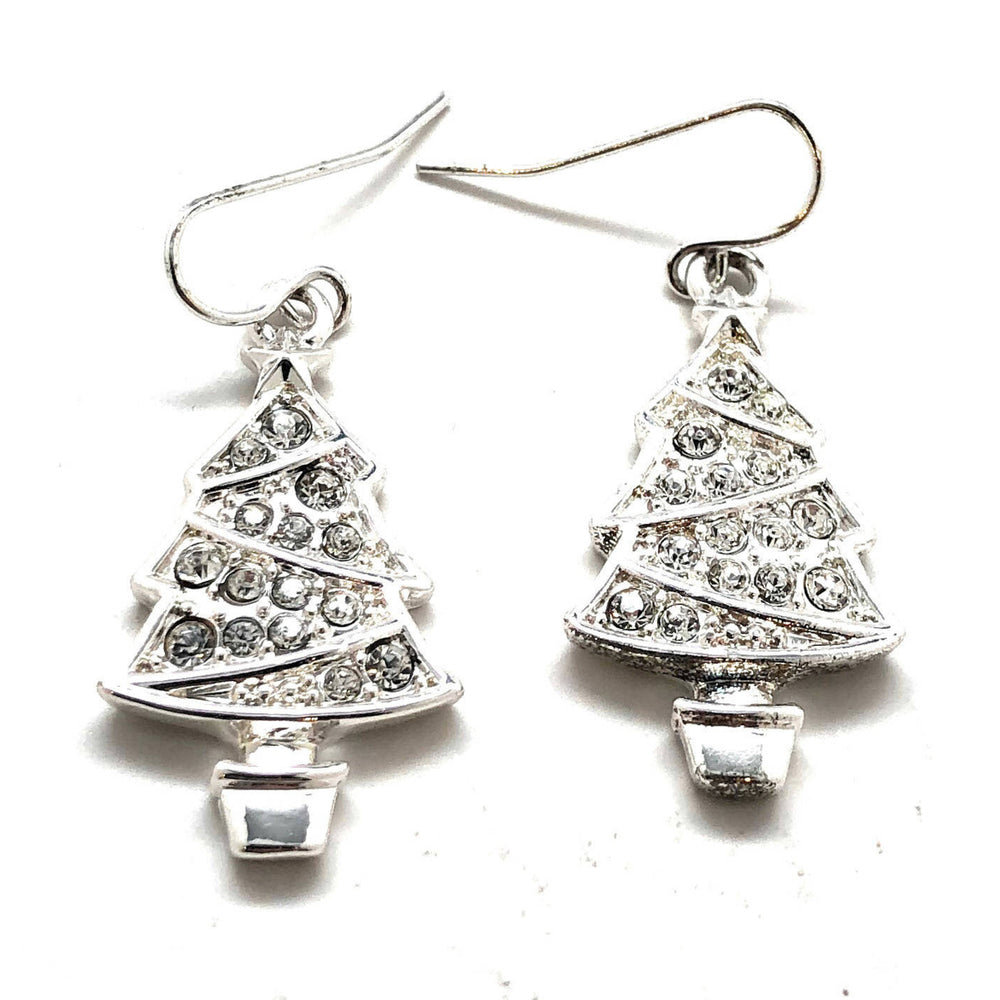 Christmas Tree Earrings Sparkling Crystal Holiday Silver Crystals Drop Dangle Earrings Christmas Gift Party Jewelry Image 2