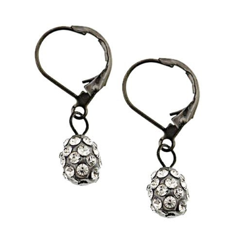 Petite Jet Black Crystal Drop Ball Earrings Silk Road Jewelry Image 1