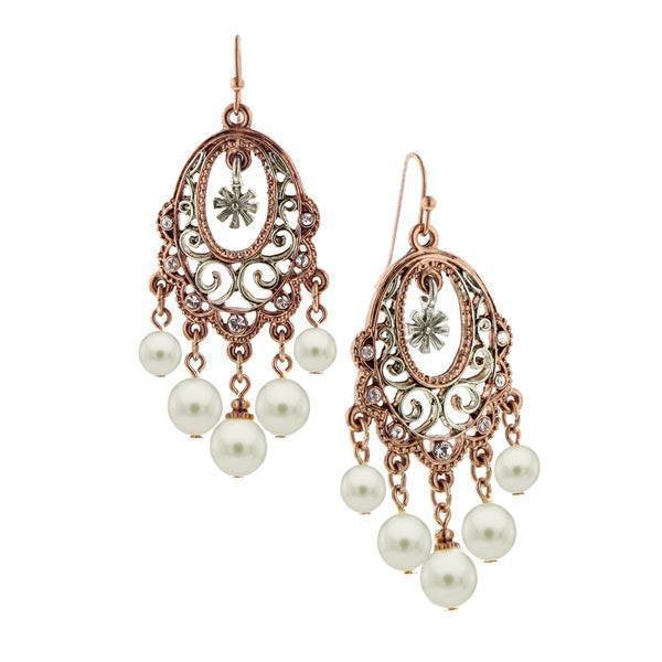 Women Statemnt Earrings Rose Gold Filigree Dangle Earrings Dangle Simulated Holiday Party Earrings Silk Road Jewelry Image 1