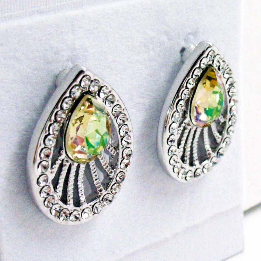 Peacock Earrings Pear Shaped Colors Crystal Earrings Silk Road Jewelry Image 1