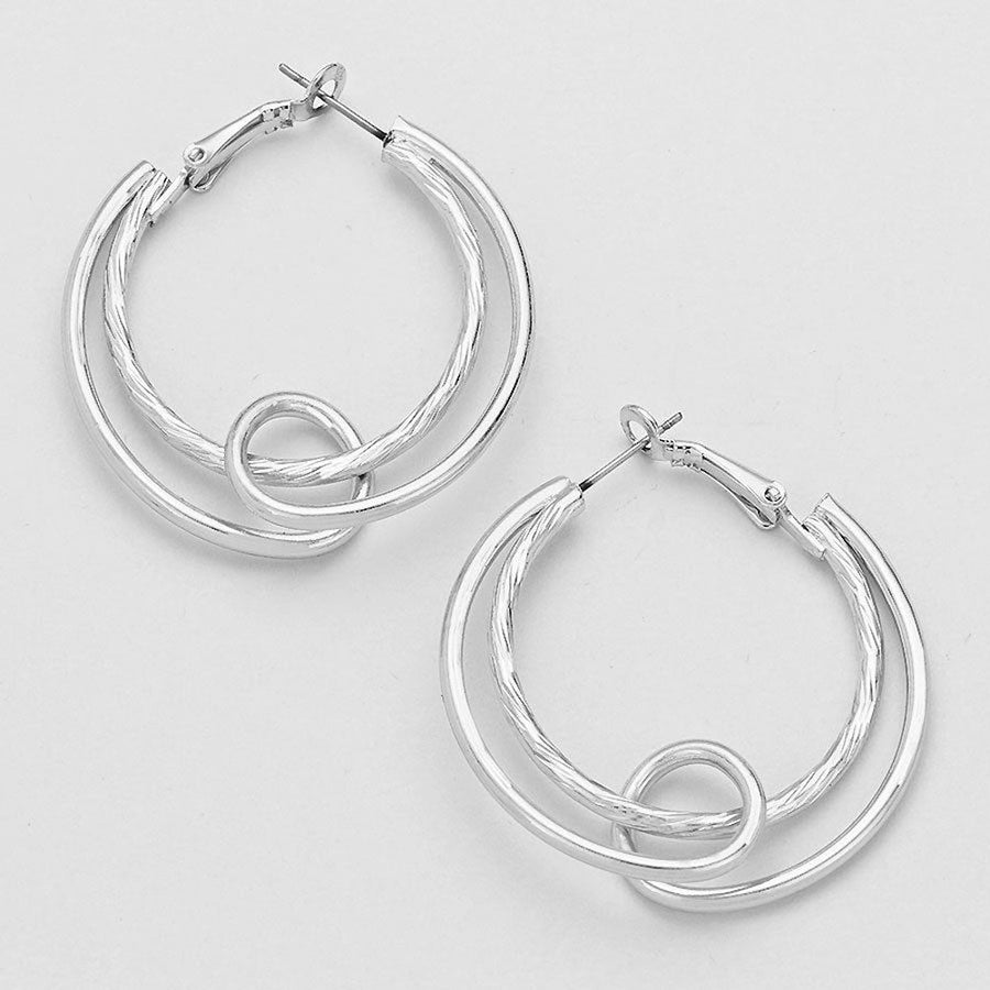 Statement Silver Twisted Hoop Entwined Earrings Silk Road Jewelry Image 1
