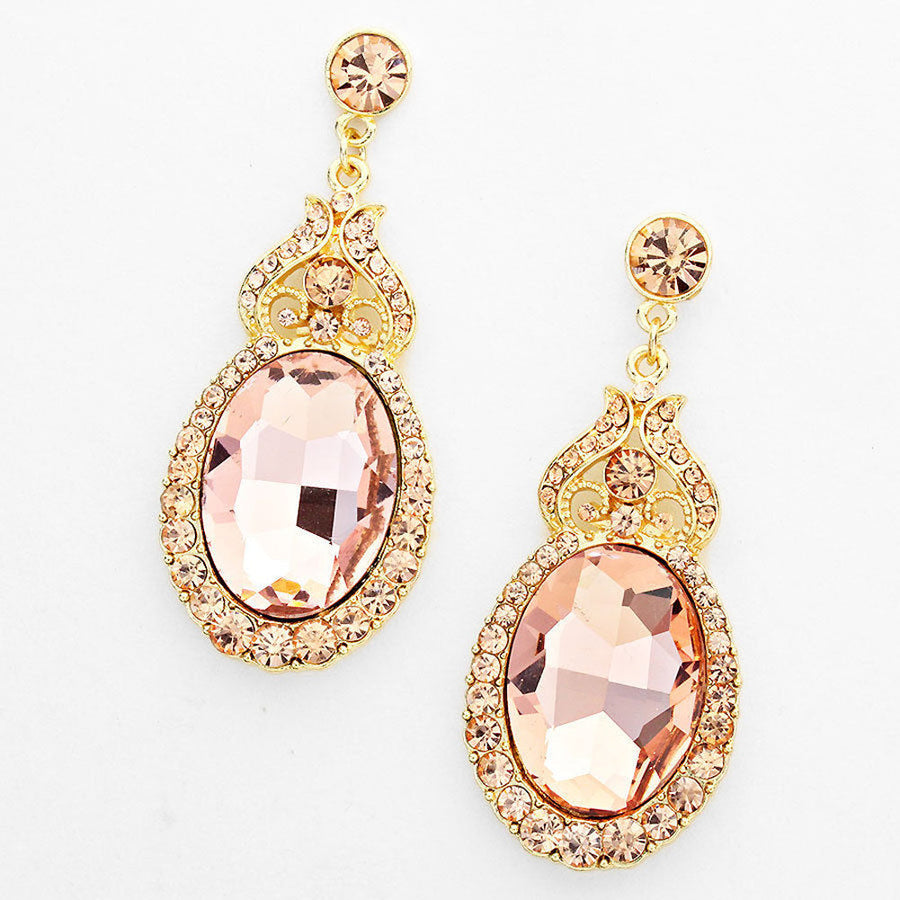 Statement Rose Crystal Earrings Sparkle Teardrop Large Drop Dangle Earrings Holiday Party Silk Road Jewelry Image 1