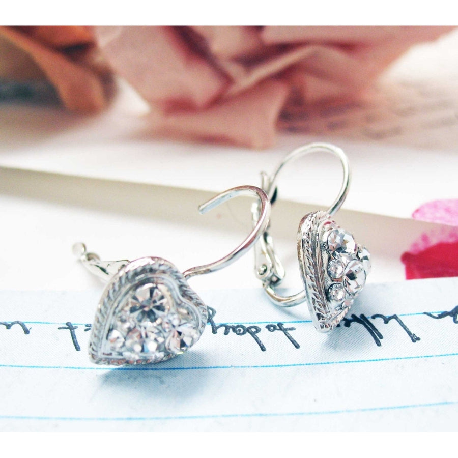A Drop in My Heart Earrings Zarina Crystal Studded Wedding Lever Back Silk Road Jewelry Image 1