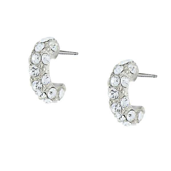 Vintage Estate Crystal Studded Hoop Small Earrings Silk Road Jewelry Image 1