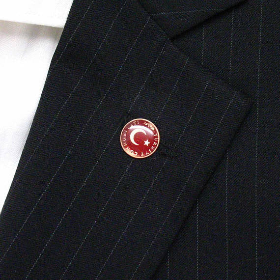 Enamel Pin  Lapel Pin Hand Painted Turkey Enamel Coin Tie Tack  Gifts for Him  Turkish Flag  Gifts for Boyfriend  Gifts Image 2