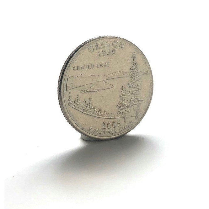 Enamel Pin Oregon State Quarter Enamel Coin Lapel Pin Tie Tack Travel Souvenir Coins Keepsakes Cool Fun Collector with Image 2