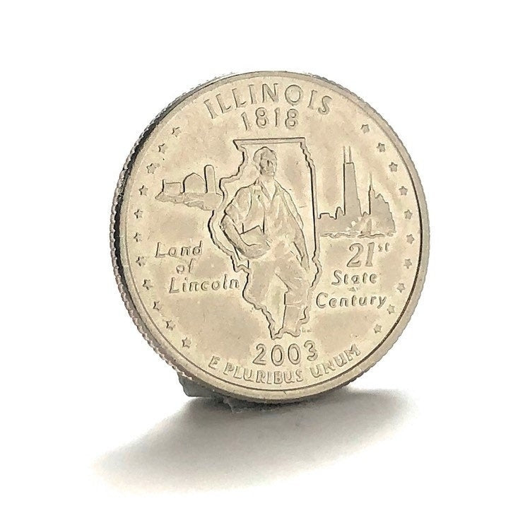 Enamel Pin Illinois State Quarter Enamel Coin Lapel Pin Tie Abraham Lincoln Tack Travel Souvenir Coins Keepsakes Cool Image 2