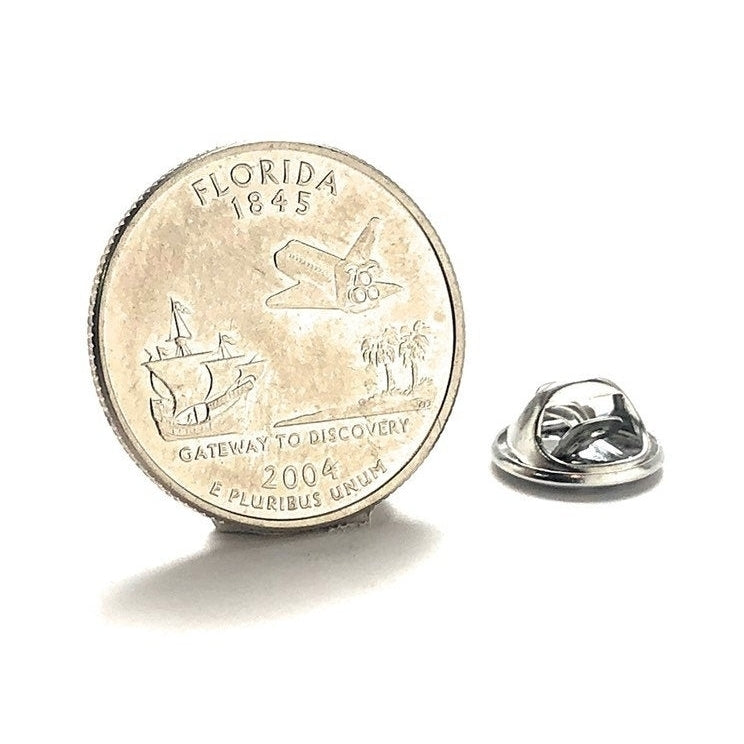 Florida State Quarter Enamel Coin Lapel Pin Tie Tack Collector Pin Travel Coin Enamel Pin Keepsakes Cool Fun Space Image 1