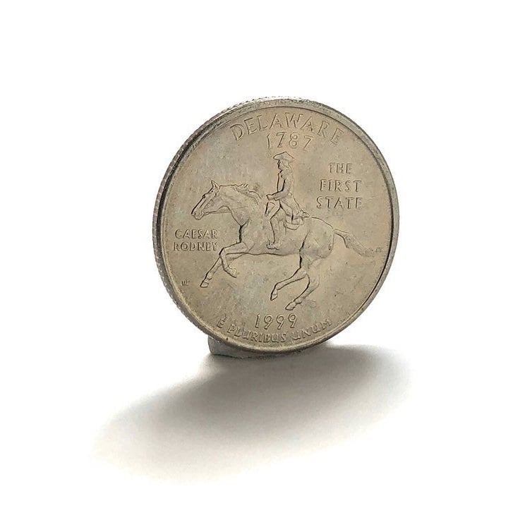 Enamel Pin Delaware State Quarter Enamel Coin Lapel Pin Tie Tack Travel Souvenir Coins Keepsakes Cool Fun with Gift Box Image 2