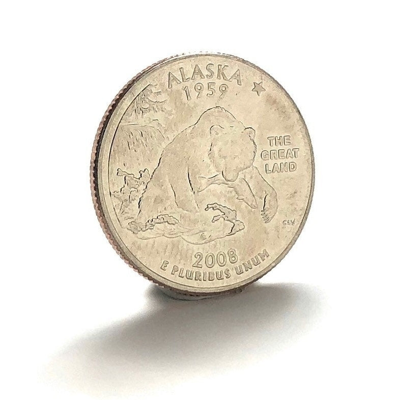 Lapel Pin Alaska State Quarter Uncirculated Enamel Coin Lapel Pin Tie Tack Travel Souvenir Coins Keepsakes Cool Fun Image 2