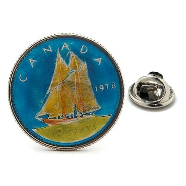 Enamel Pin Canada 10 Cent Enamel Coin Lapel Pin Tie Tack Collector Pin Royal Common Wealth Sail Boat Travel Souvenir Image 1