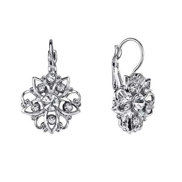 Zarina Crystal Petal Drop Earrings Lever Back Silk Road Jewelry Image 1