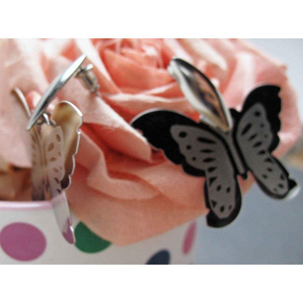 Fluttering Butterfly Earrings Silver Sparkling Drop Light Earrings Womens Jewelry Image 2