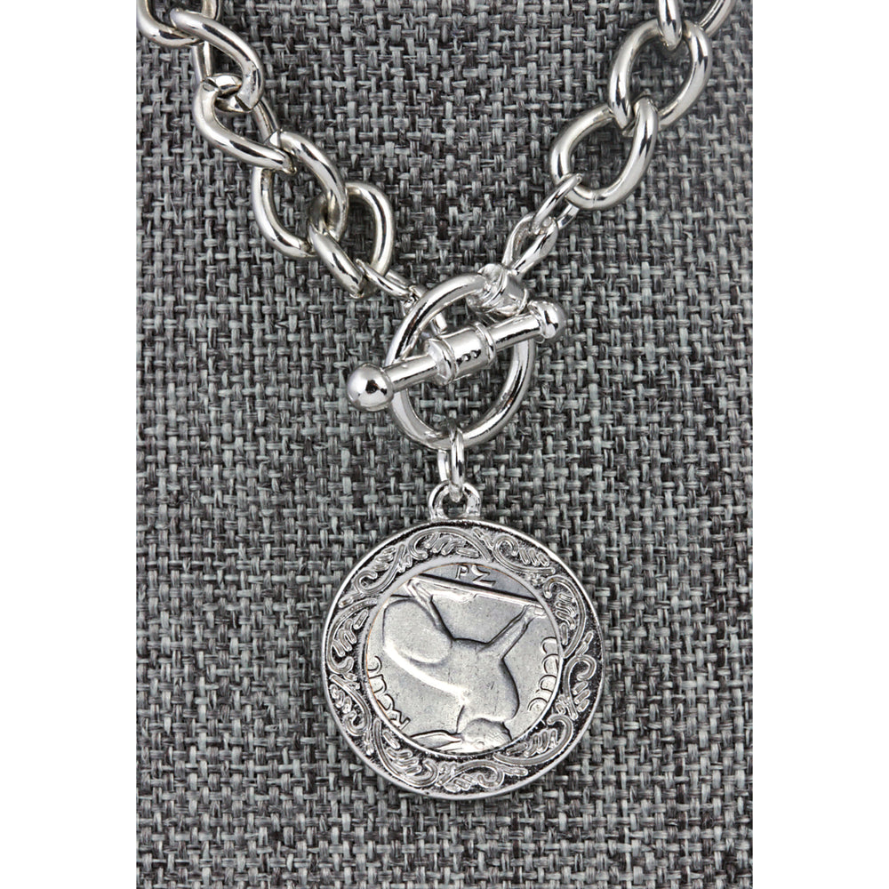 Irish Threepence Coin Silvertone Toggle Bracelet Image 2