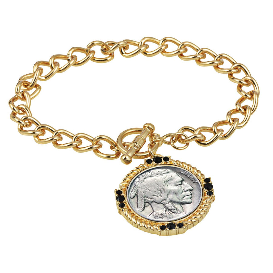 Buffalo Nickel Goldtone Toggle Bracelet Image 1