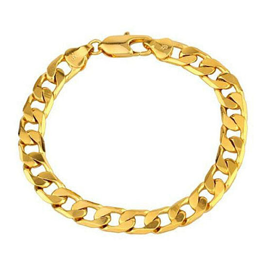 14K Gold Filled 7mm Cuban Link Flat Chain Anklet for Women Men Curb Chain Ankle Bracelet for Women Men 10 inches Image 1