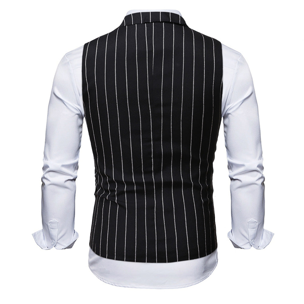 Mens Suit Vest Casual Striped Basic Slim Fit Waistcoat Image 3