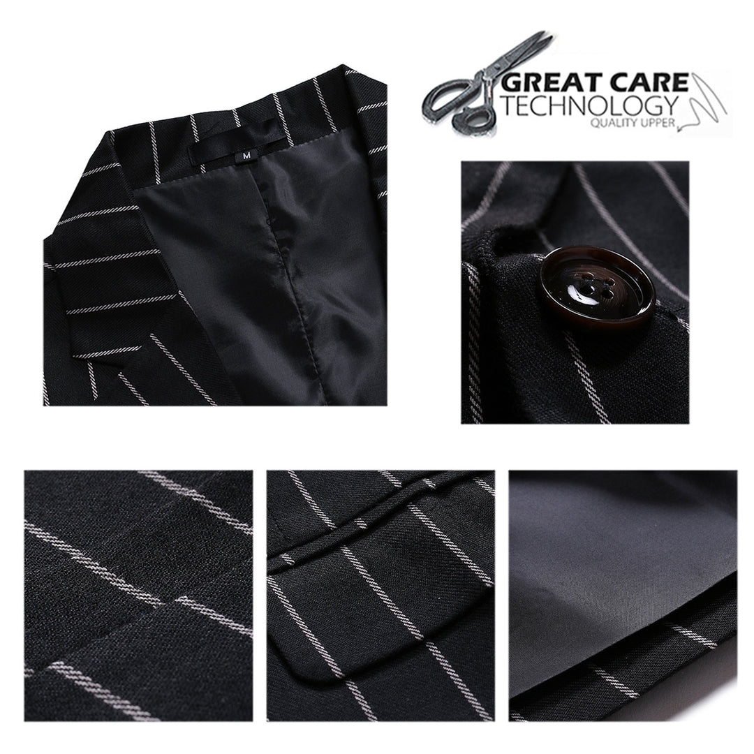 Mens Suit Vest Casual Striped Basic Slim Fit Waistcoat Image 4