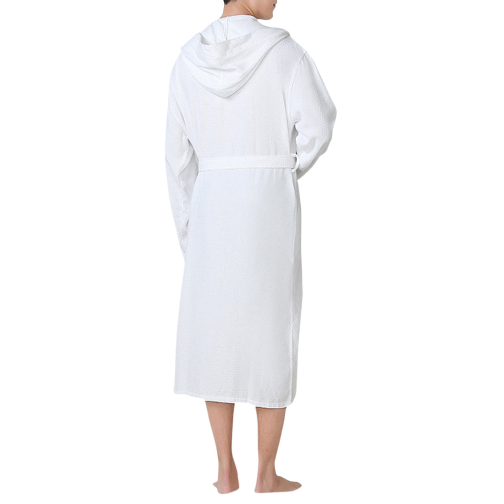 Men Solid Color Lace-Up Hooded Nightgown Image 2