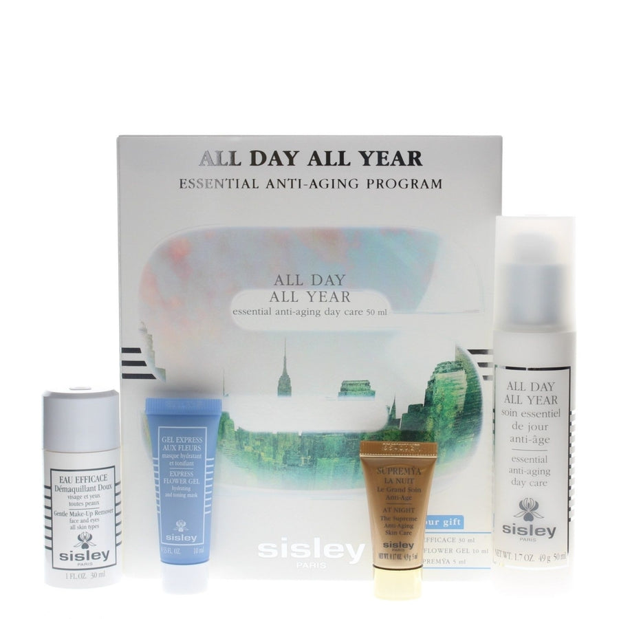 Sisley All Day All Year Essential Anti-Aging Program 4pc Kit with Day Cream Make-Up Remover Gel Night Cream Image 1