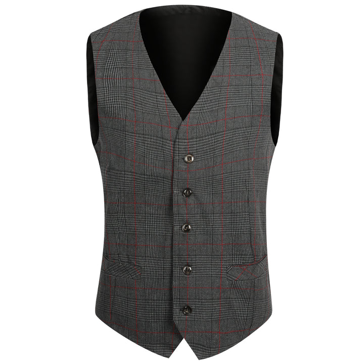 Mens Slim Check Suit Vest business Slim Fit Plaid Vest Image 3
