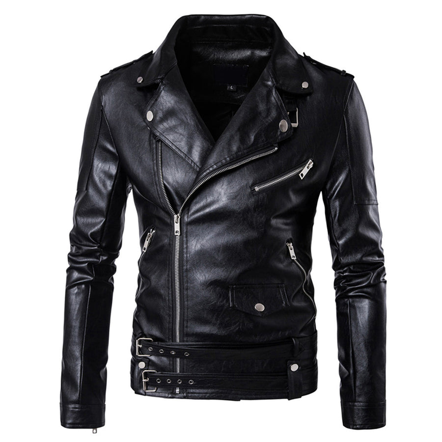 Womens Faux Leather Jacket Short Moto Jacket Biker Coat Black Image 1