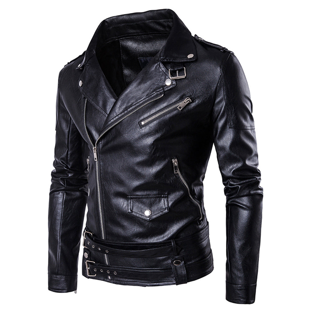 Womens Faux Leather Jacket Short Moto Jacket Biker Coat Black Image 4