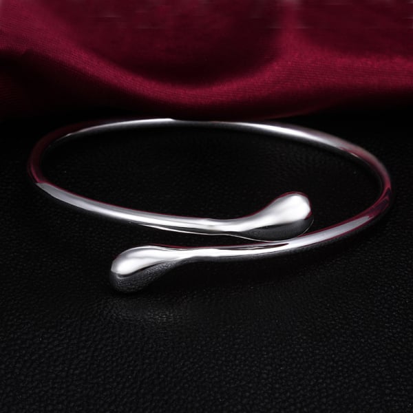 925 Sterling Silver Plated Water Drop Bangle bracelet Image 2