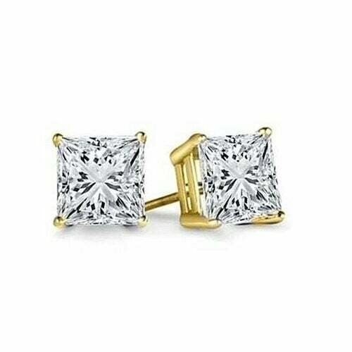 UNISEX 14Kt Pure Liquid Yellow Gold Filled Fill  1.5 ct  Square  Stud Earrings Image 1