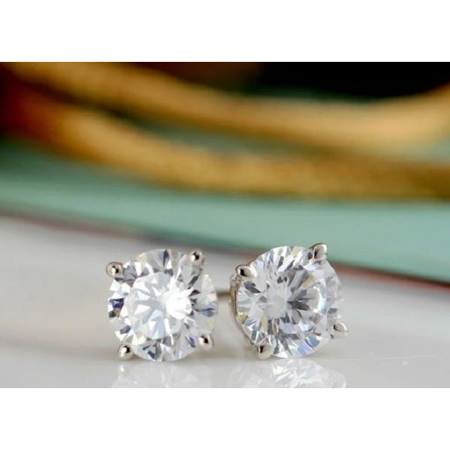 14K White Gold Filled  1.5 ct Round Cut Stud Earrings Image 1