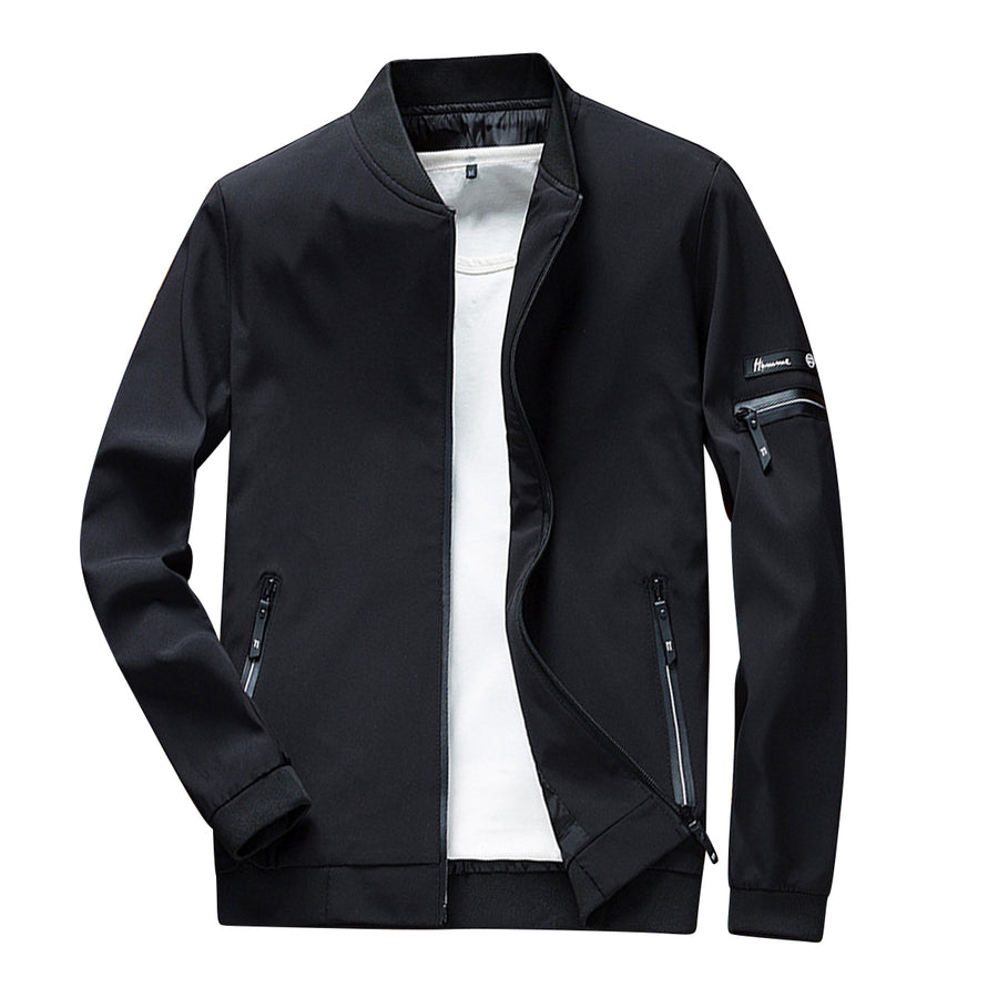 Mens winter jacket solid color warm zipper jacket leisure sports Outdoor Jacket Image 1