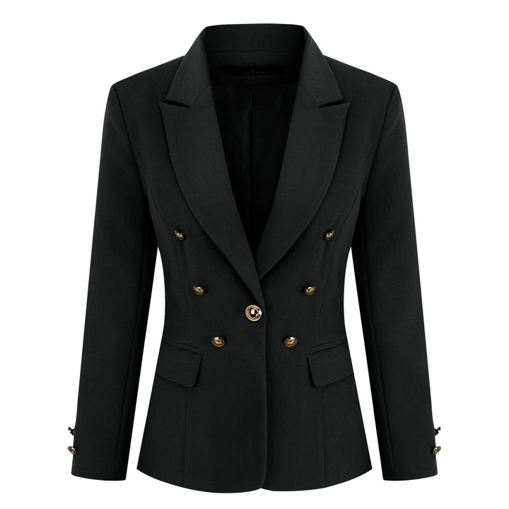 Womens Business Office 1 Button Blazer Solid Jacket and Pants Suit Set Slim Fit Single-breasted Image 4