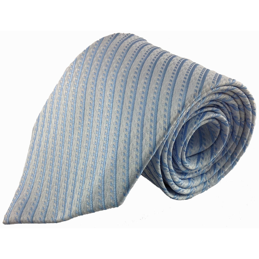 Mens Necktie Silk Tie Blue Stripes White Silk Tie Hand Made Executive Pro Design Birthday Christmas Valentines Gift Image 1