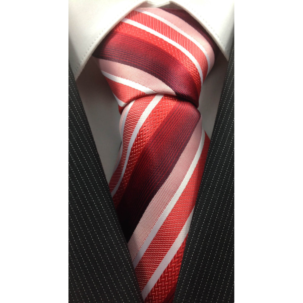 Mens Necktie Silk Ties Red Orange White Silk Tie Hand Made Executive Pro Design Birthday Christmas Valentines Gift Image 2