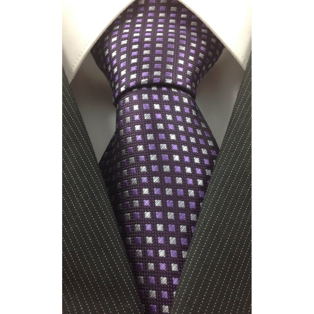 Mens Necktie Silk Tie Purple Square Light Purple Silk Tie Hand Made Executive Pro Design Birthday Christmas Valentines Image 2
