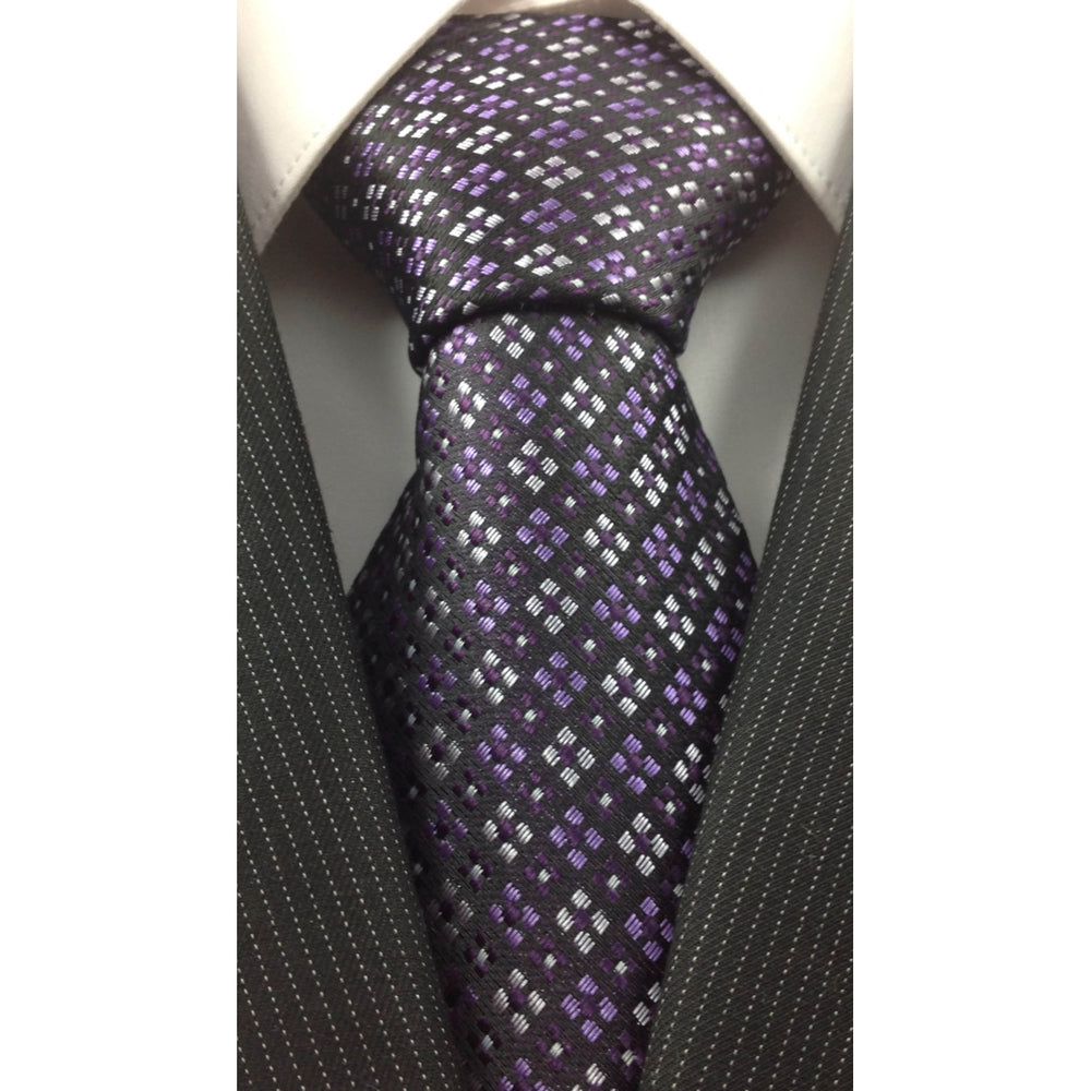 Mens Necktie Silk Tie Purple Light Purple White Silk Tie Hand Made Executive Pro Design Birthday Christmas Valentines Image 2