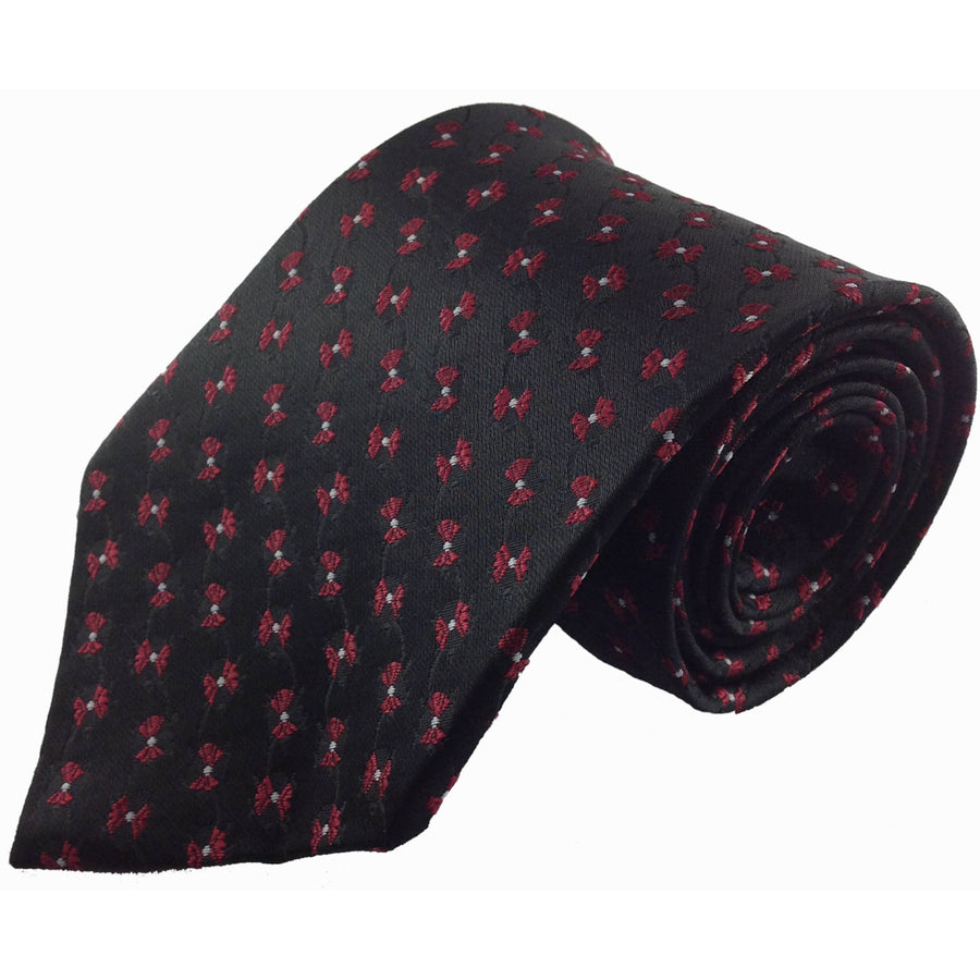 Mens Necktie Silk Tie Black Red Bowties Silk Tie Hand Made Executive Pro Design Birthday Christmas Valentines Gift Image 1