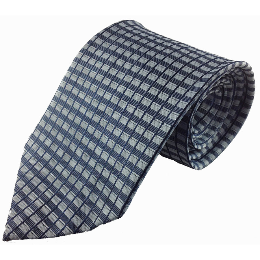 Mens Necktie Silk Tie Blue Grey Blocks Silk Tie Hand Made Executive Pro Design Birthday Christmas Valentines Gift Image 1
