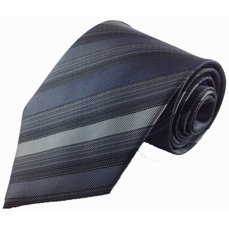 Mens Necktie Silk Tie Shades of Grey Stripe Silk Tie Hand Made Executive Pro Design Birthday Christmas Valentines Gift Image 1