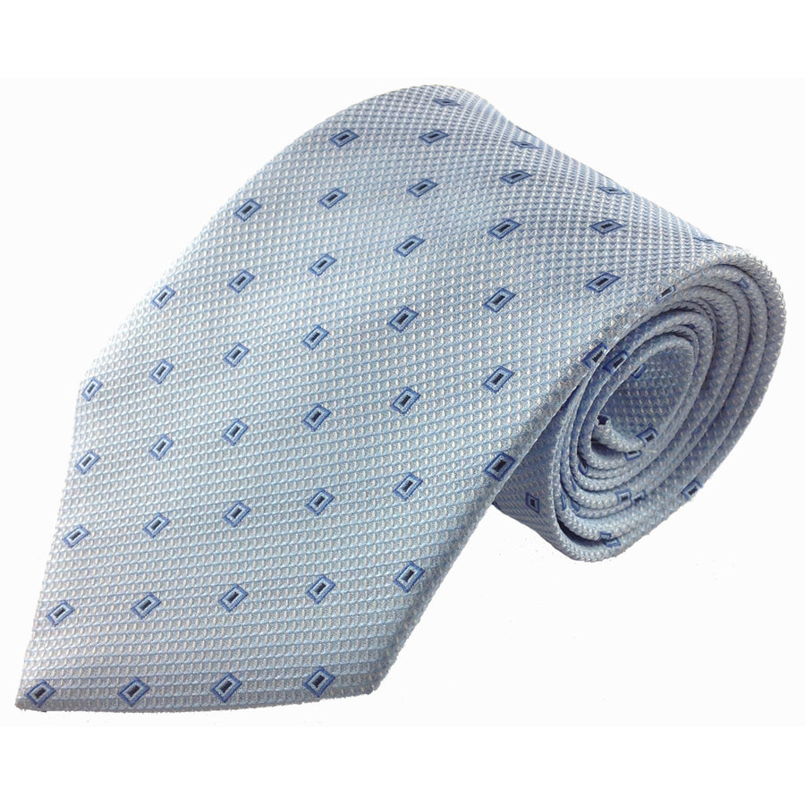 Mens Necktie Silk Tie Baby Blue Royal Blue Squares Silk Tie Hand Made Executive Pro Design Birthday Christmas Valentines Image 1