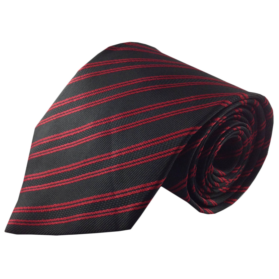 Mens Necktie Silk Tie Black and Red Stripes Silk Tie Hand Made Executive Pro Design Birthday Christmas Valentines Gift Image 1