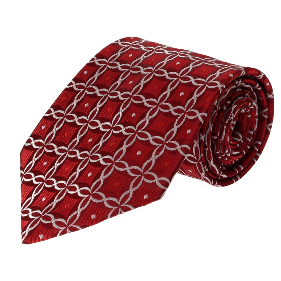 Mens Necktie Silk Tie Red White Silk Tie Hand Made Executive Pro Design Birthday Christmas Valentines Gift Wedding Ties Image 1