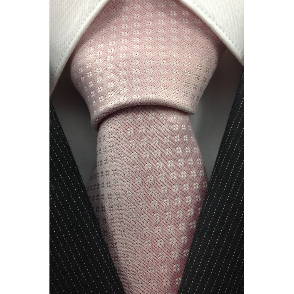 Mens Necktie Silk Tie Pink White Silk Tie Hand Made Executive Pro Design Birthday Christmas Valentines Gift Wedding Ties Image 2